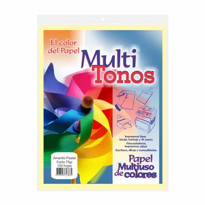 Papel Bond Carta Multitono Amarillo Pastel x 100