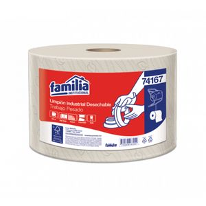 Limpión Industrial Hoja Doble Natural Rollo x 400 Mt Familia