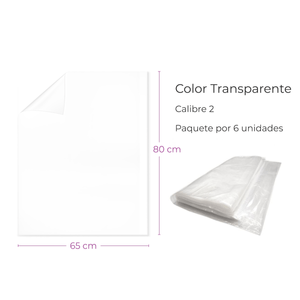 Bolsa Plástica Transparente 65X80Cm Calibre 2 Baja Densidad Material Original Paquete  X 6