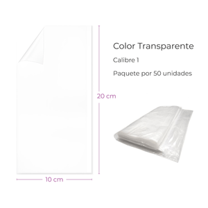 Bolsa Plástica Transparente 10X20Cm Calibre 1 Baja Densidad Material Original Paquete  X 50