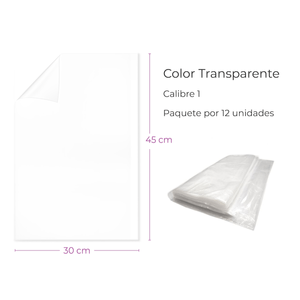 Bolsa Plástica Transparente 30X45Cm Calibre 1 Baja Densidad Material Original Paquete  X 12