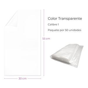 Bolsa Plástica Transparente 30X55Cm Calibre 1 Baja Densidad Material Original Paquete  X 50