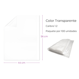 Bolsa Plástica Transparente 44+5X5+56Cm Calibre 1.2 Baja Densidad Material Recuperado Paquete  X 100
