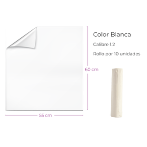 Bolsa Plástica Blanca 55X60Cm Calibre 1,2 Alta Densidad Material Recuperado Rollo X 10