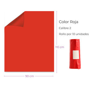 Bolsa Plástica Roja 90X110Cm Calibre 2 Alta Densidad Material Recuperado Rollo X 10