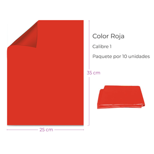 Bolsa Plástica Roja 25X35Cm Calibre 1 Alta Densidad Material Recuperado Paquete  X 10
