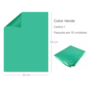 Bolsa Plástica Verde 25X35Cm Calibre 1 Alta Densidad Material Recuperado Paquete  X 10