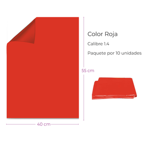 Bolsa Plástica Roja 40X55Cm Calibre 1.4 Alta Densidad Material Recuperado Paquete  X 10