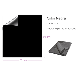 Bolsa Plástica Negra 55X60Cm Calibre 1.6 Alta Densidad Material Recuperado Paquete  X 10