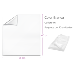 Bolsa Plástica Blanca 55X60Cm Calibre 1.6 Alta Densidad Material Recuperado Paquete  X 10