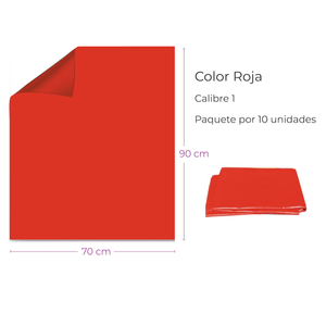 Bolsa Plástica Roja 70X90Cm Calibre 1 Alta Densidad Material Recuperado Paquete  X 10