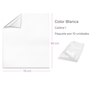 Bolsa Plástica Blanca 70X90Cm Calibre 1 Alta Densidad Material Recuperado Paquete  X 10