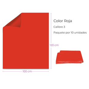 Bolsa Plástica Roja 100X120Cm Calibre 3 Alta Densidad Material Recuperado Paquete  X 10