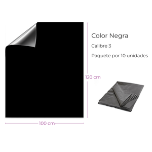 Bolsa Plástica Negra 100X120Cm Calibre 3 Alta Densidad Material Recuperado Paquete  X 10
