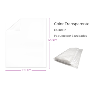 Bolsa Plástica Transparente 100X120Cm Calibre 2 Baja Densidad Original Paquete X 6