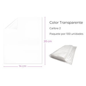 Bolsa Plástica Transparente 14X20Cm Calibre 2 Baja Densidad Original Paquete X 100