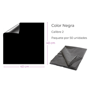Bolsa Plástica Negra 40X40Cm Calibre 2 Baja Densidad Recuperado Paquete X 50