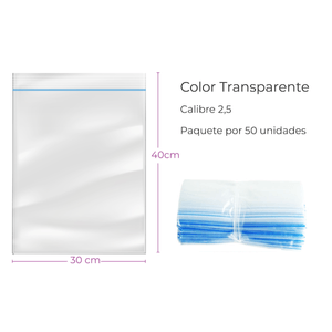Bolsa Hermética Transparente 40X30Cm Calibre 2.5    Paquete X 50