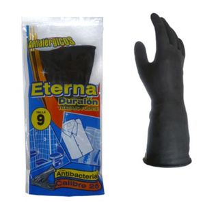 Guante Caucho Industrial Negro Talla 9 Calibre 35 Eterna Paquete X 2