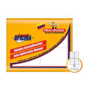 Etiqueta Adhesiva de 81 X 53Mm 1024 Blanca Press Aplique Paquete X 60