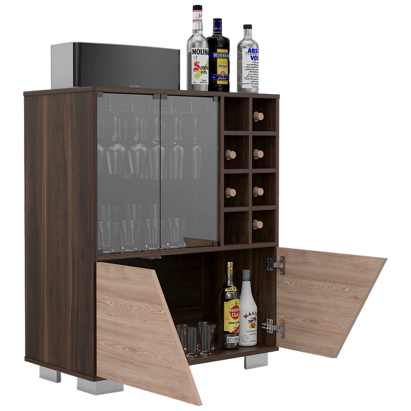 BMH3506-Mueble-Bar-Fraktal_Habano-Miel-Lateral-abierta-decorada