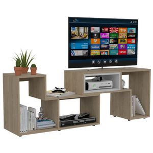 Rack Tv Extensible Zebrano Rovere+Blanco