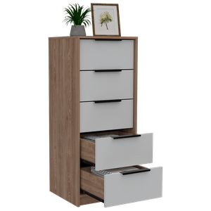Comoda 5 Cajones Kaia Rta Miel + Blanco