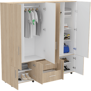Closet Cantelmo 200 X 200 X 48 Rta Rovere + Blanco