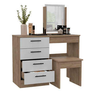 Mueble Tocador Kaia + Banca Rta Miel Blanco