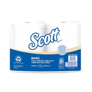 Papel Higienico Jumbo 500 Metros Hoja Sencilla Blanco 30241407 Scott X 6