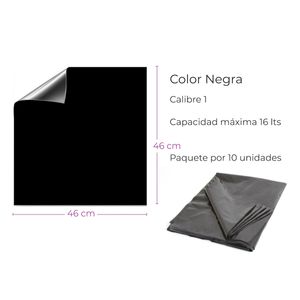 Bolsa Plastica Negra Recuperado 46X46Cm Calibre 1 Paquete X10 Und Cap Max 16Lts