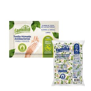 Paños Húmedos Antibacterial Manos 74401 Familia Paquete x 100