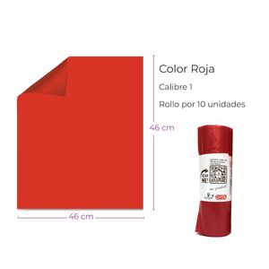 Bolsa Plastica Ad-Rec 46X46Cm C1 Roja Rollox10