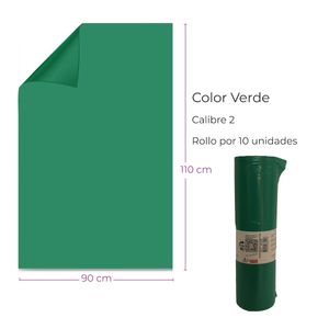 Bolsa Plastica Ad-Rec 90X110Cm C2 Verde Rollox10